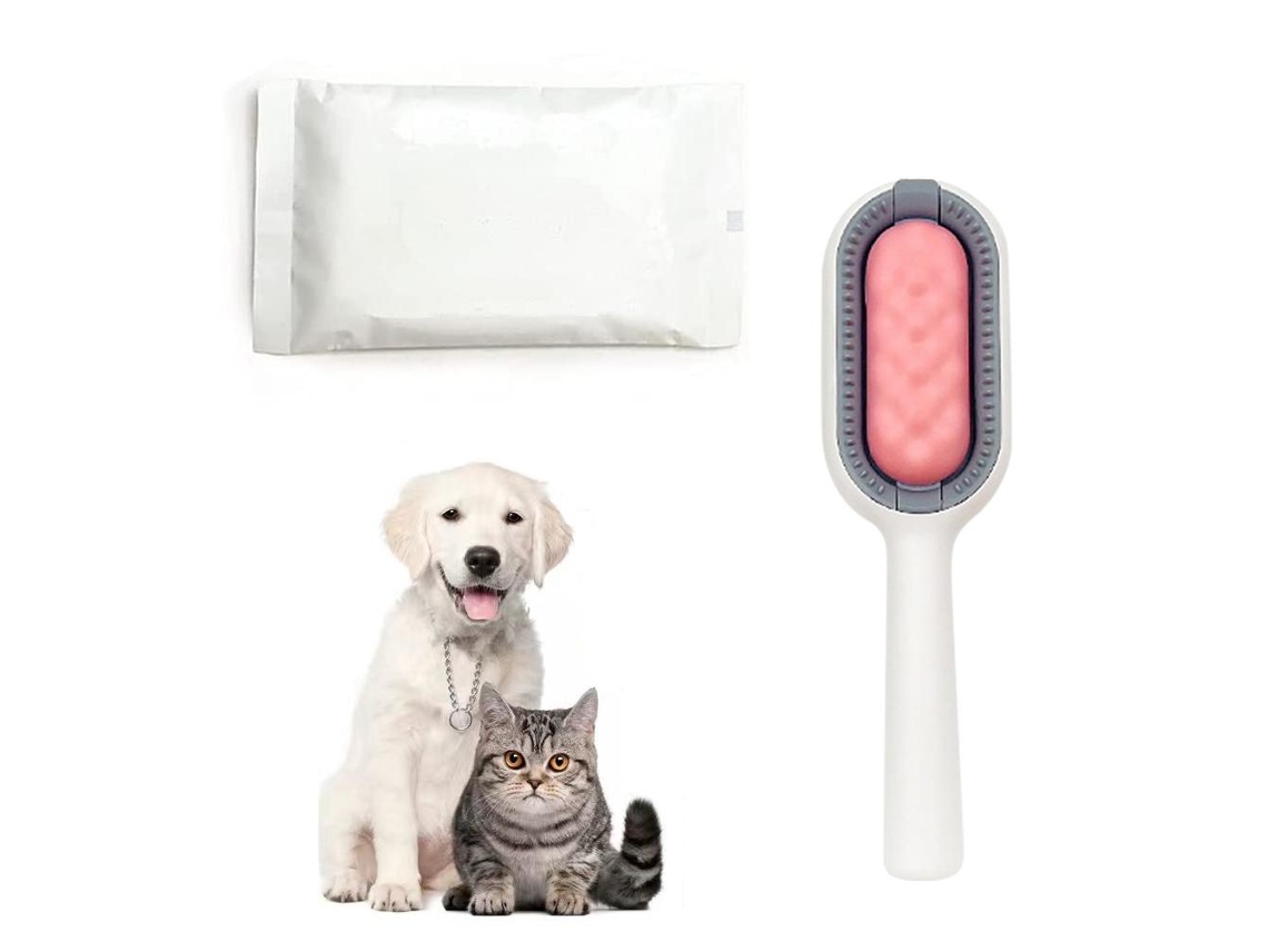 Peine rosa de cerdas largas para mascotas para eliminar el pelo suelto