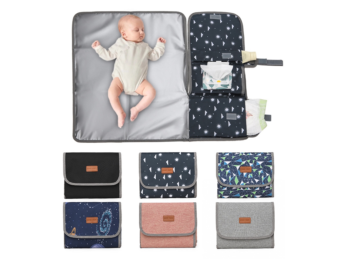 Bolsa cambiadora portátil para bebé, impermeable, lavable, plegable, para mamá y bebé (gris)