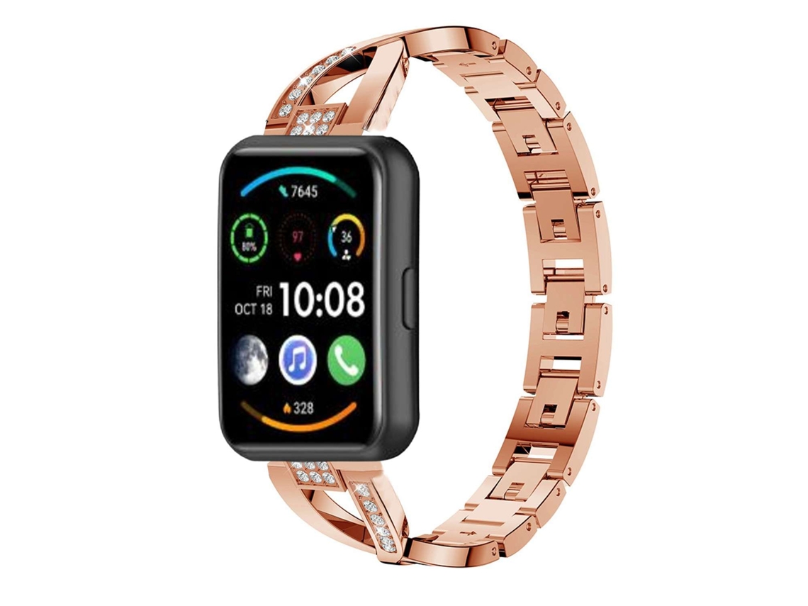 Pulsera para Huawei Watch Fit 2 Brazalete de acero diamante oro rosa