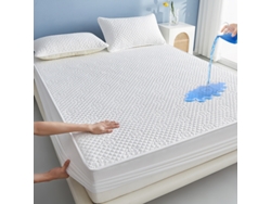Protector De Colchón Impermeable Con Textura De Jazmín Y Correas Elásticas (blanco/140x200cm) Gertiz