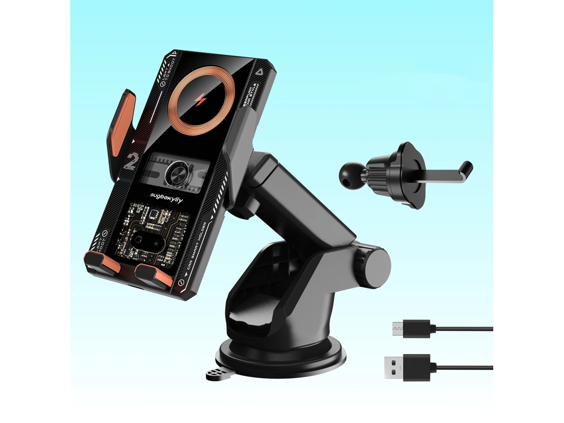 Cargador Inalámbrico Para Coche 4 En 1 Con Clip Para Rejilla De Ventilación Y Carga Rápida De 15 W (negro)