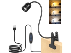 Lámpara de lectura LED con zoom para libros, lámpara con clip para cama o mesa, ángulo de haz ajustable PRIME KANG (de 15° a 80°)