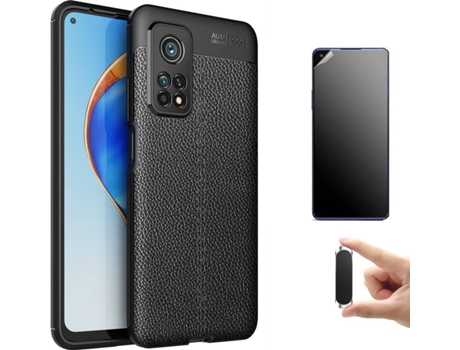 Kit Carcasa, Protector y Soporte Xiaomi Mi 10T Pro Ultimatte Rugged Leather Negro