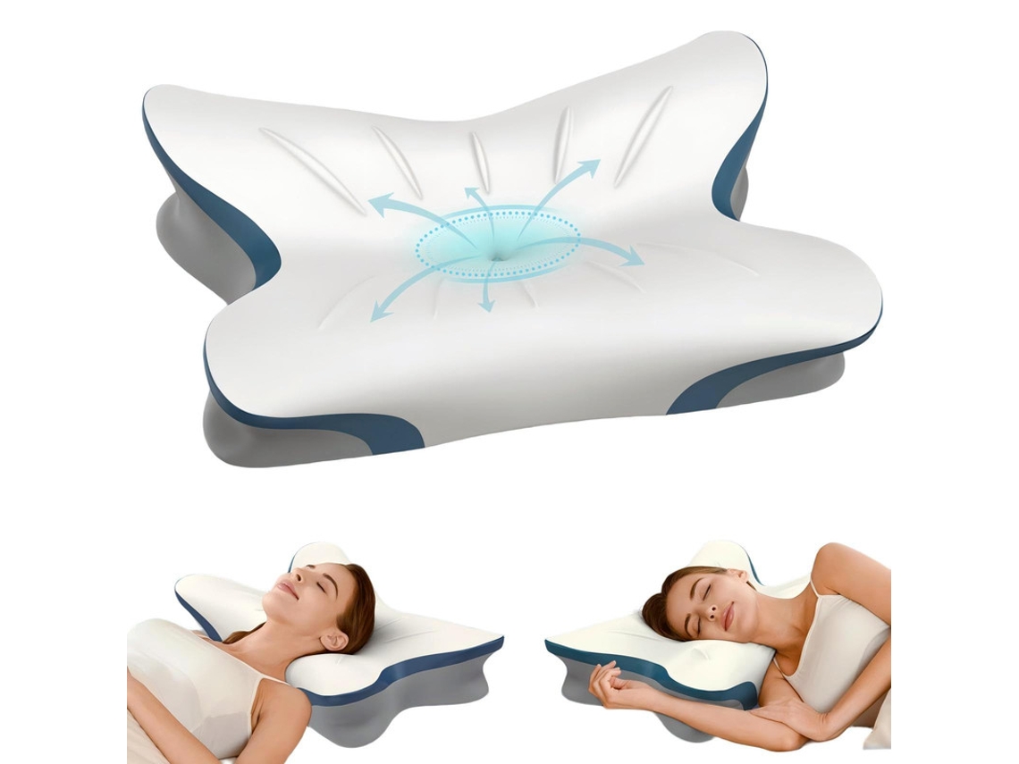 Almohada Cervical - Almohada Ergonómica Para Dormir Con Contorno Corporal En Espuma Viscoelástica Y Funda Refrescante, Almohada Ortopédica