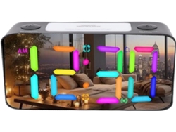 Reloj Despertador Con Espejo De 7 Pulgadas Con Cama Vibratoria, Luz Nocturna Rgb Y Alarma Vibratoria De 5 Volúmenes Para