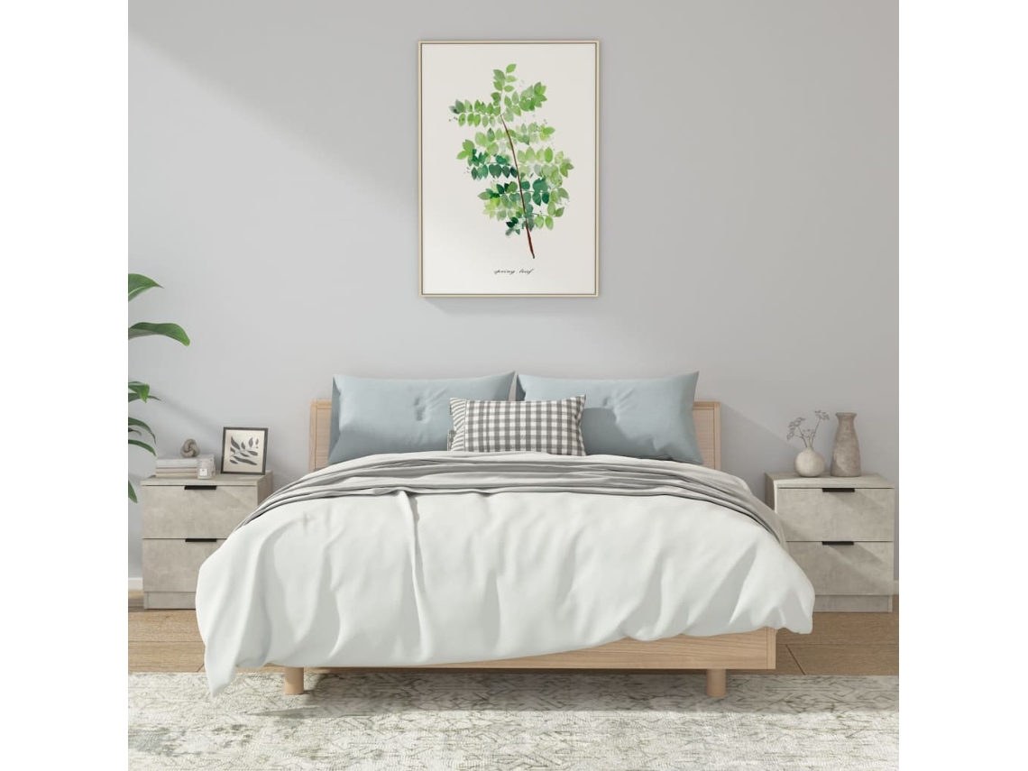 Mesitas de Noche LOVELY HOME Mesinha 2 Pcs Madeira Processada Cinzento-Cimento