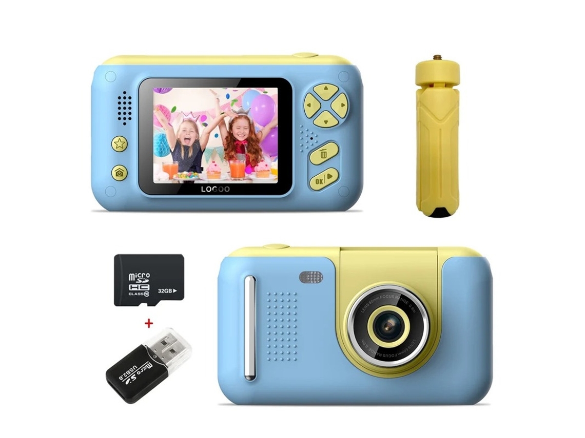 Cámara de fotografía infantil de 4000 W, HD, píxeles, 24 pulgadas, lente abatible con trípode, 32 g, color azul, Yizhood