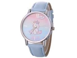 Reloj De Muñeca De Quartzo Con Dial Redondo En Azul Claro Para Mujer
