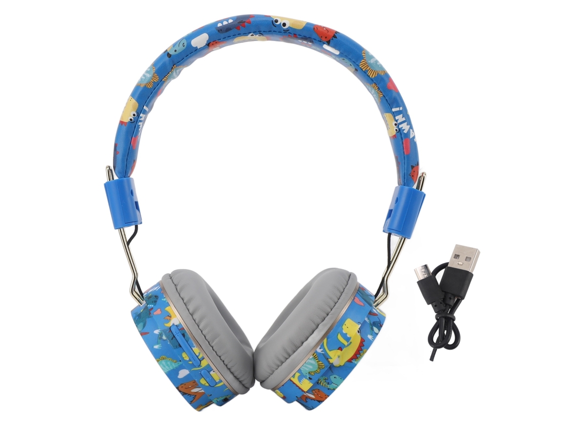 Auriculares Inalámbricos Bluetooth Con Diseño De Dinosaurio Azul, Plegables Y Portátiles Para Música Y Juegos.