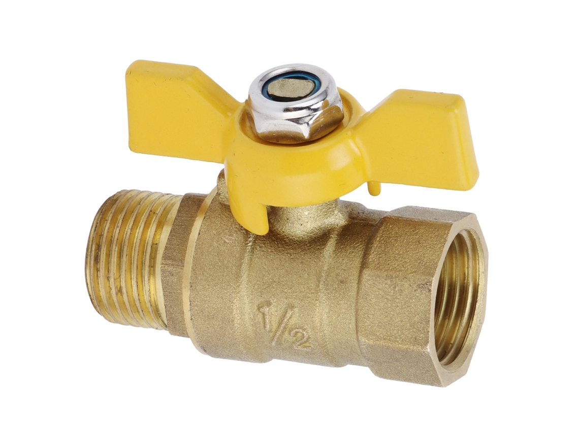 Válvula de bola de gas combustible con rosca macho G1/2 de latón, accesorios para tuberías, otros
