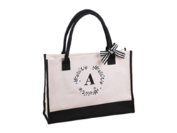 Bolso de lona con inicial, bolso de compras, bolso de hombro plegable, versátil para niñas y mujeres, moderno y elegante. GOKOCO