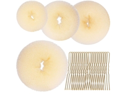 Kit De Moldes Para Gorros De Pelo, 4 Moldes De Donut (extragrande, Grande, Mediano, Pequeño) Con 20 Gomas Grandes Para El Pelo Rubio.