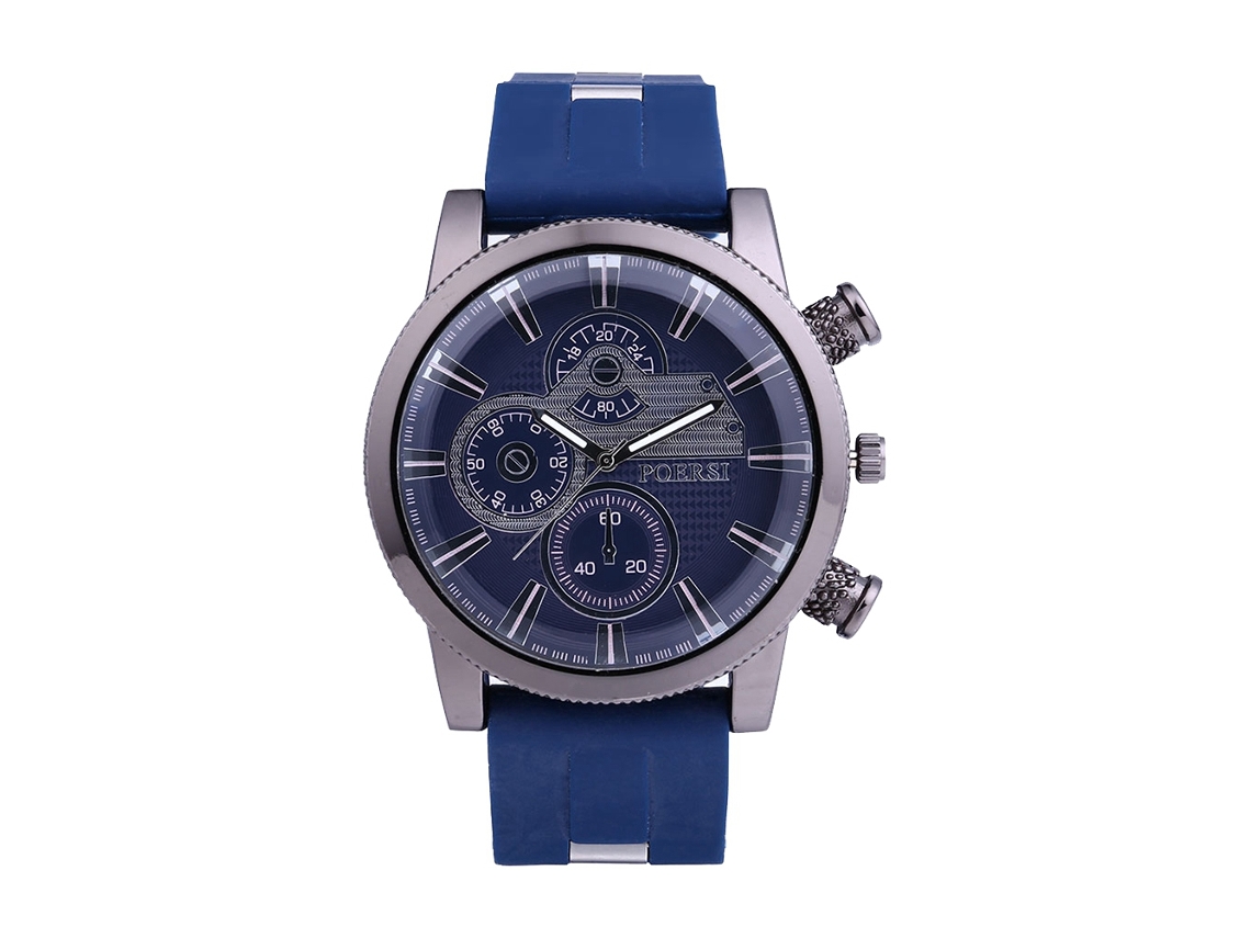 Reloj De Pulsera Sencillo E Informal De Cuarzo Para Hombre Con Correa De Silicona Azul Marino.