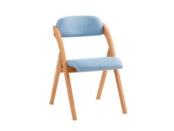 Silla Plegable de Madera con Asiento y Respaldo Tapizado SOBUY FST92-BL 47 x 60 x 77 cm Azul