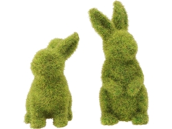 Figura Decorativa De Conejo Aterciopelado De 2 Piezas Para Pascua, Sentado O De Pie, Accesorio Para Jardín Y Hogar Con