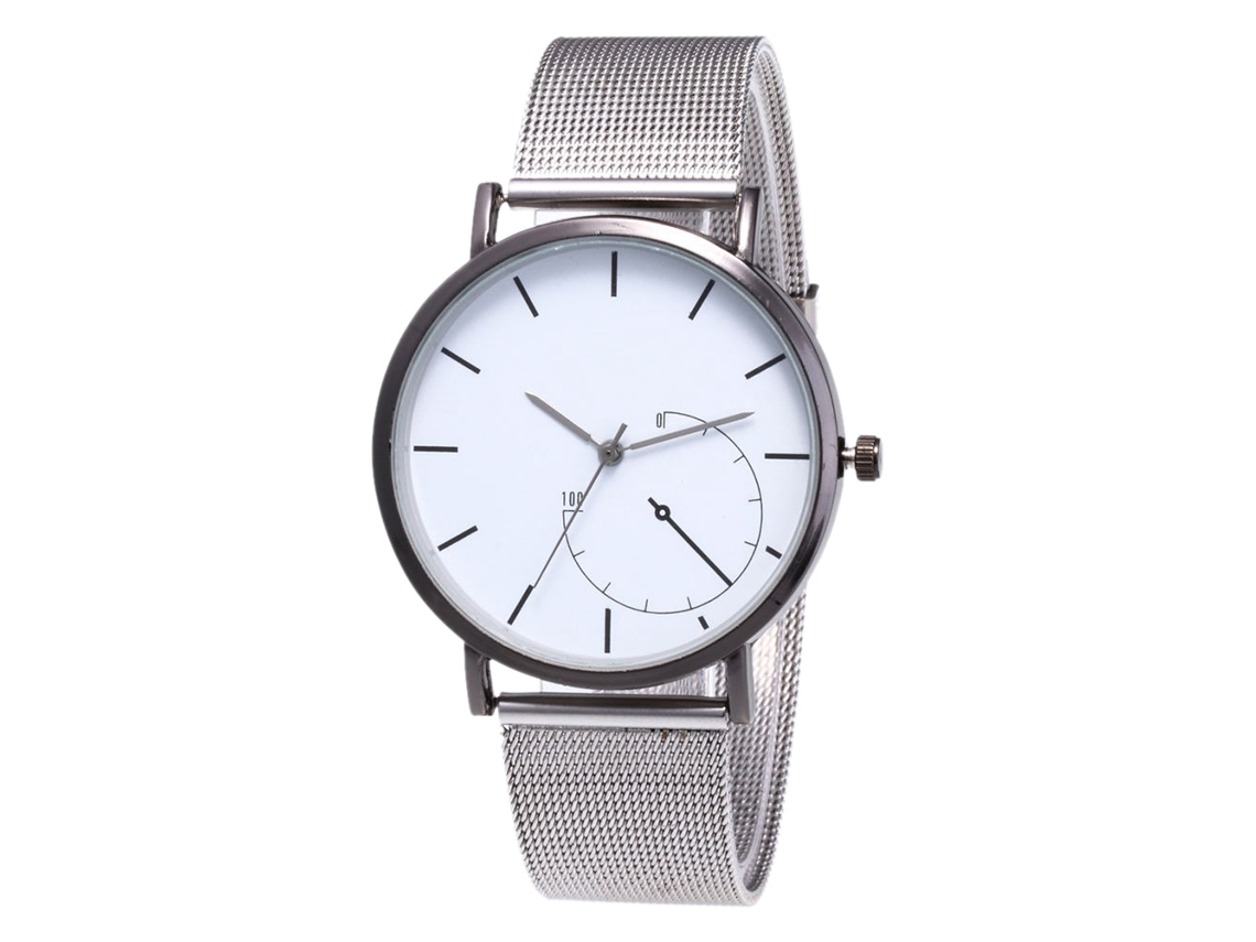 Reloj De Pulsera Unisex Clásico De Cuarzo Con Correa De Malla Negra Informal.