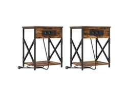 Maison Exclusive - Armario De Noche 2 Pcs Roble Ahumado 41 X 31 X 51 Cm