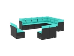 Maison Exclusive - Conjunto De Sofá De Jardín De 12 Piezas Con Cojines, De Poliratán Negro