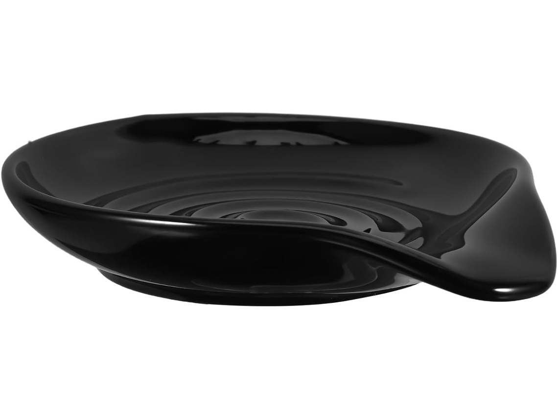 Soporte De Cerámica Negra Estable Y Fácil De Limpiar Para Cucharas De Cocina.