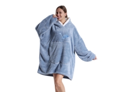 Manta Con Capucha, Sudadera Con Capucha De Felpa, Manta Ponible, Bata De Baño Unisex (azul) Cuich