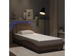 Estructura De Cama Con Led Cuero Sintético Capuchino 80x200 Cm