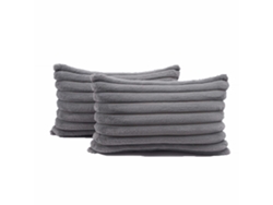 Juego De 2 Fundas De Cojín 30x50 Cm En Felpa Rayas Gris