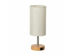 HYMNORA Lámpara de mesita con base de imitación de madera, atenuador táctil de 3 niveles, USB doble y puerto USB dedicado para bombilla