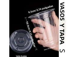Juego de 50 vasos de plástico desechables con tapa. MDUG (355 ml)