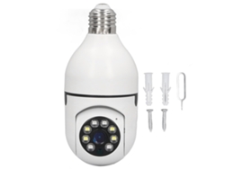 Cámara de seguridad con bombilla E27, Wi-Fi, 720p, 1MP, visión nocturna y ángulo ajustable de 360° | Sin marca