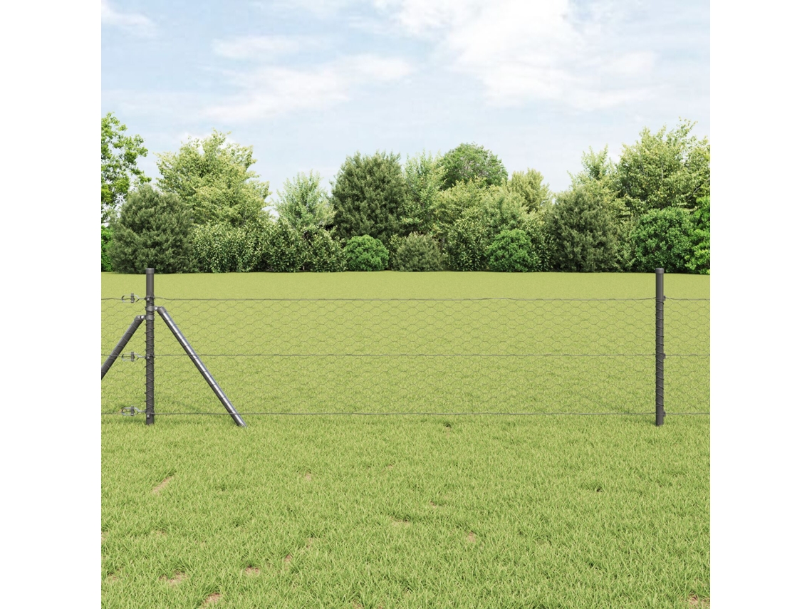 Valla hexagonal gris de acero de 0,5 x 10 m Wsd85675 Lovely Home