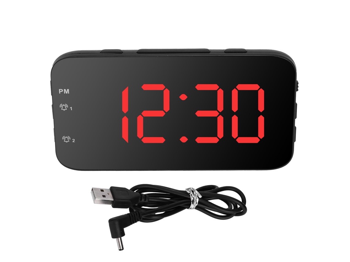 Reloj despertador digital LED portátil con función de repetición para dormitorio, hogar y viajes.