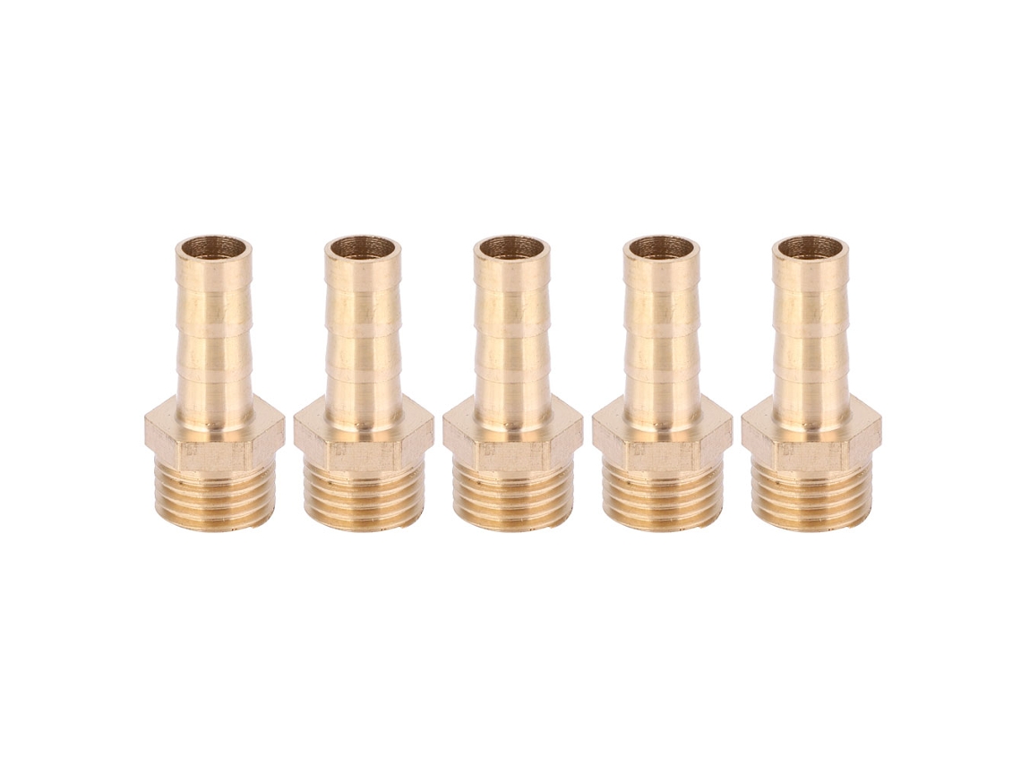 5 Piezas Conector De Rosca Macho G1/4 De Latón Con Espiga Para Gas Y Líquido 8mm