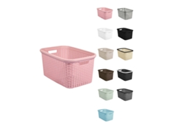 Cesta Para La Colada 25 X 53 X 36 Cm - Cesto Ropa Sucia – Cesta Rectangular Con Asas Diseño Mimbre Rosa