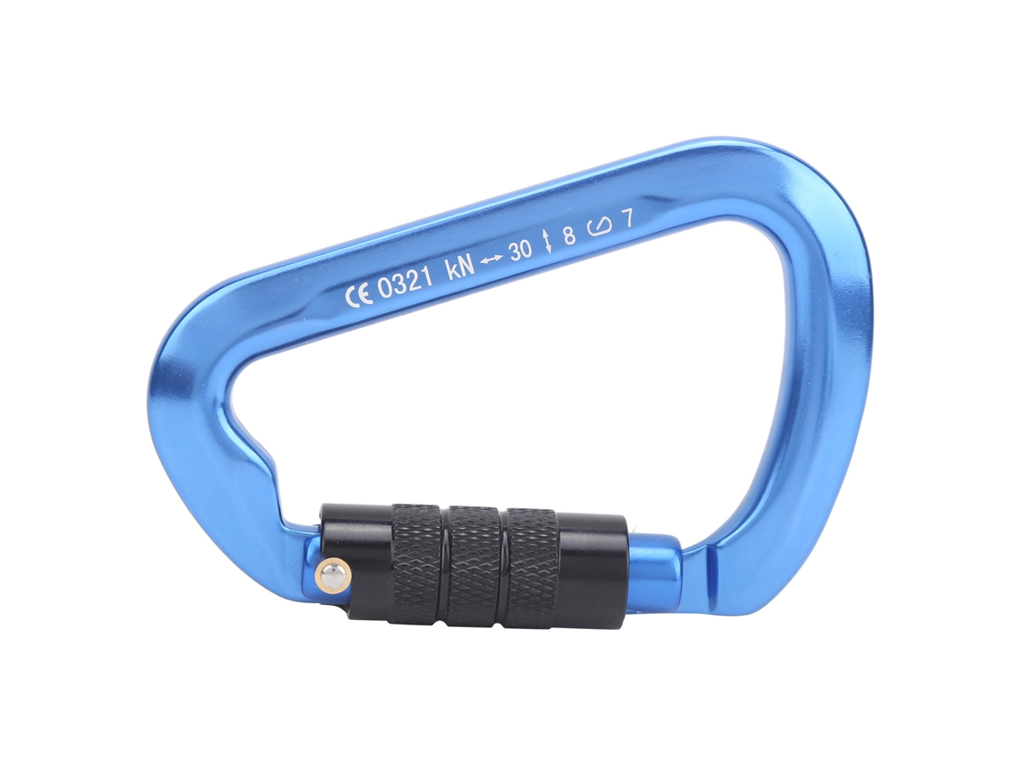 Mosquetón autoblocante para acampada y escalada - Azul