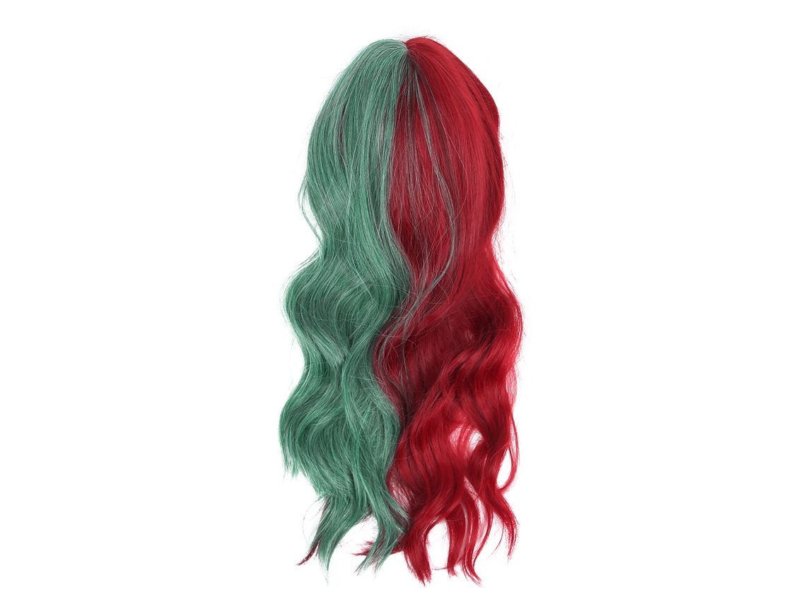 Peluca Larga Riza Roja Verde Con Flequillo 66cm Sintética Moda Fiesta Cosplay Mujer