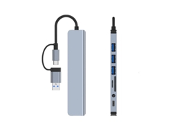 Estación de fondeo YIZHOOD USB 3.0 8 en 1 USB C tipo C Hub tipo C aleación de aluminio de alta velocidad plata