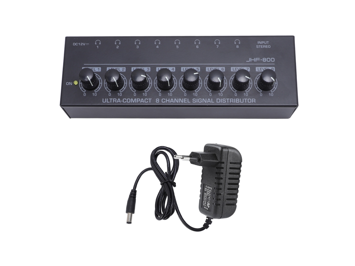 Amplificador De Auriculares Estéreo Portátil Con 8 Salidas Y 1 Entrada De Alto Rendimiento, Enchufe Europeo.