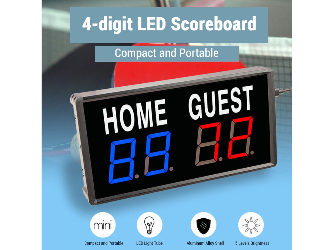 Jinwei-marcador Eletrónico Led De 4 Dígitos Com Controle Remoto Para Basquete, Pingue-pongue E Tênis De Mesa