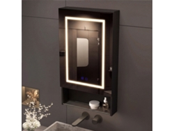 Mueble de baño con iluminación LED táctil, espejo, antivaho, estantes ajustables, negro ROSAHQNDA
