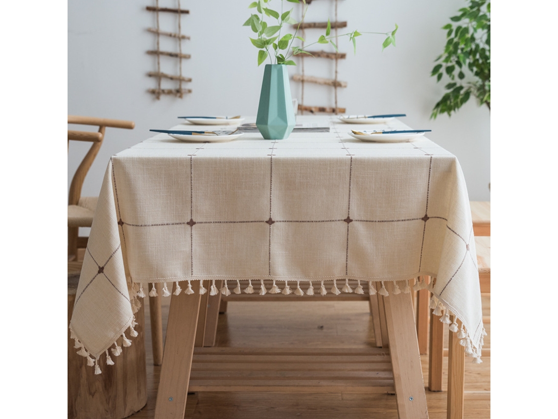 Mantel de celosía rústico, manteles cuadrados de lino y algodón para cocina, comedor, fiesta, vacaciones, Navidad (60*60)