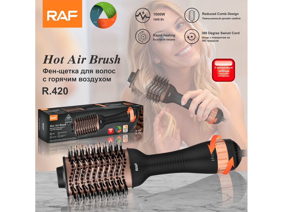 Peine de aire caliente 3 en 1, rizador automático y secador de pelo eléctrico Euro Gauge Roll Straight de doble uso