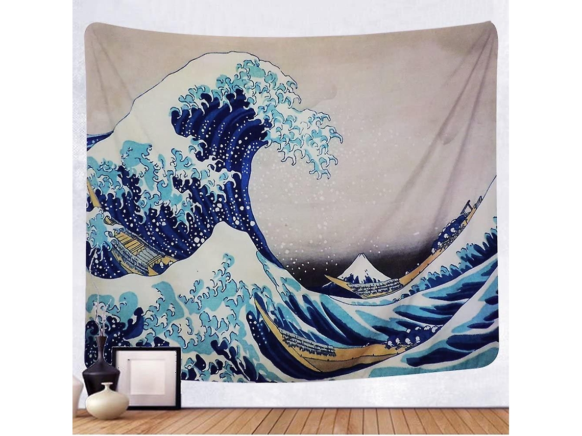 Rebe-tapiz De Pared The Great Wave Off Kanagawa Mandala Decoración De Arte Natural Suave Y Duradero Poliéster