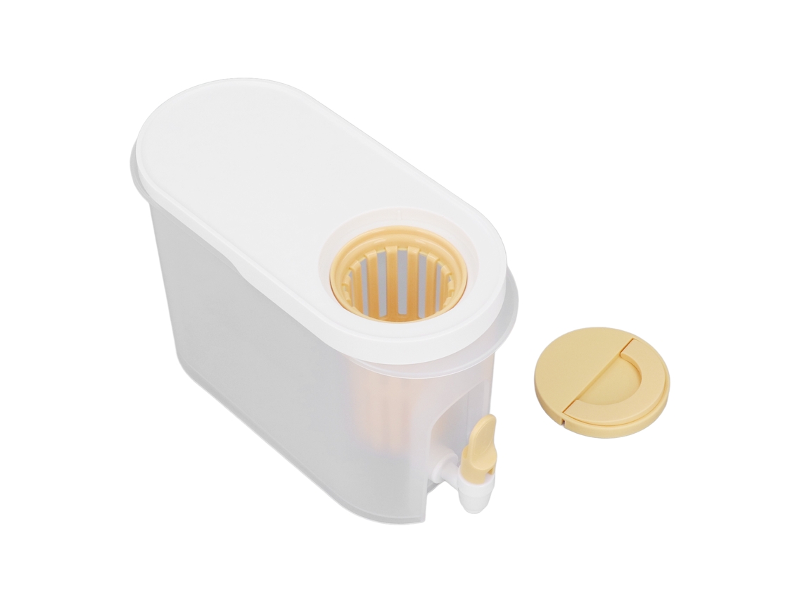 Jarra Fría 3.9l Con Grifo, Filtración Doble, Dispensador De Bebidas, Espacio Ahorro, Plástico, Para Cocina, Fiesta, Bar, Amarillo