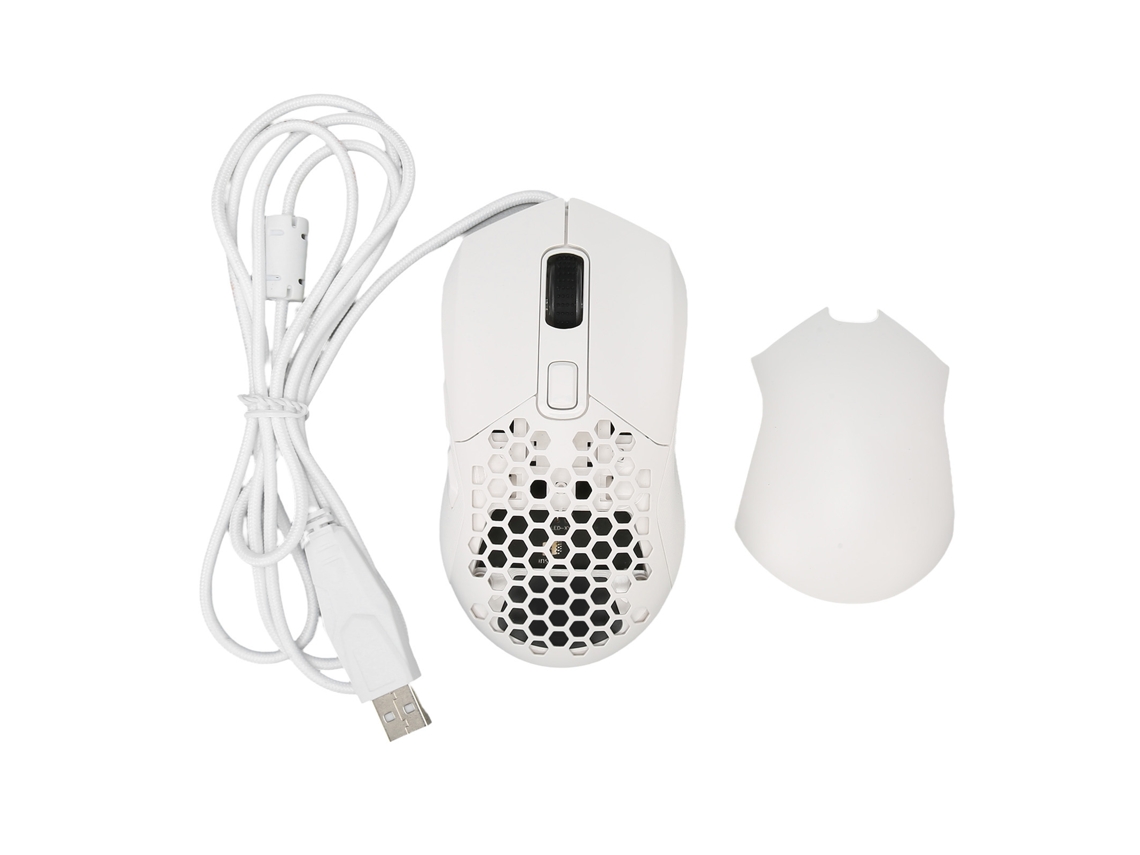 Rato Com Fio Ergonômico Rgb Dpi Ajustável Teclas Programáveis 4.9ft Para Games Escritório Estudo Branco