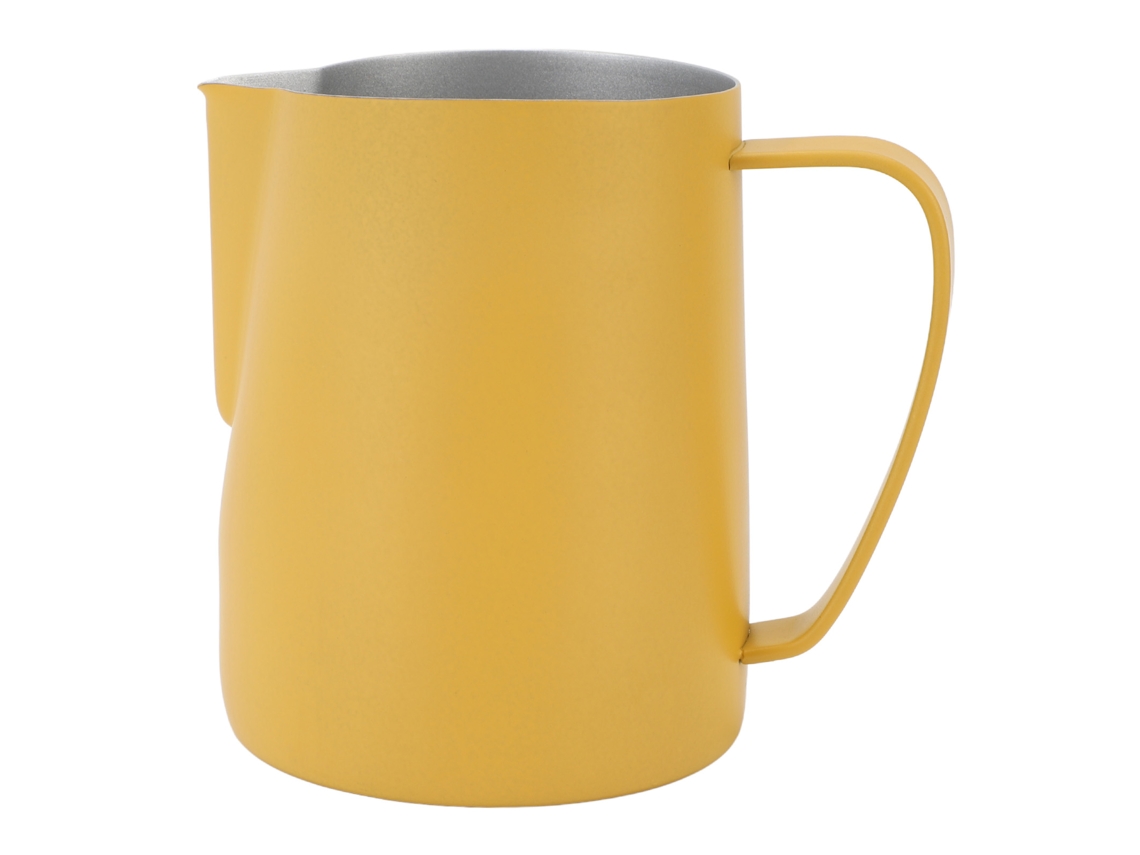 Jarra para espumar leche de acero inoxidable 306, 700 ml, boca plana, amarilla