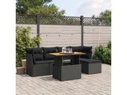 Conjunto de sofás de jardín de 6 piezas DKD Home Decor con cojines de mimbre negros