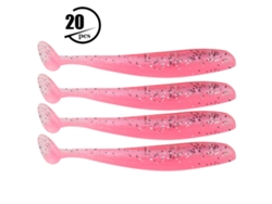 20 Unidades De Señuelos De Pesca De Plástico Blando De 7,5 Cm Con Cola En T, Gusanos, Cebo Para Peces (rosa)