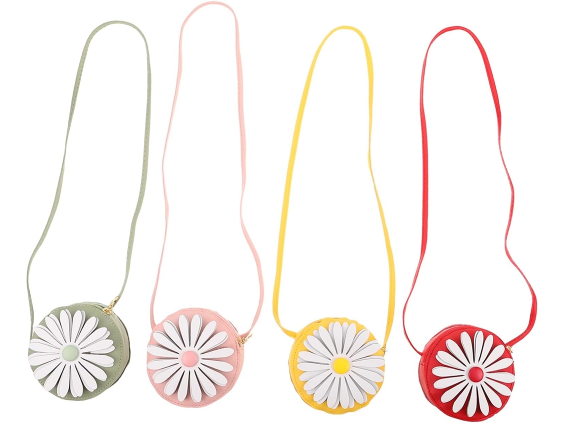 Bolso De Hombro Con Estampado De Margaritas De 4 Piezas Para Niñas, Bolso Pequeño Y Ligero Para Niños Y Niñas.