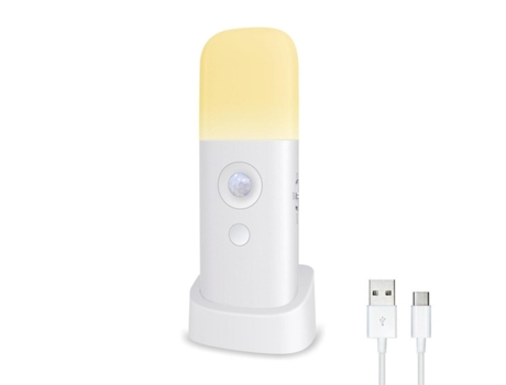 Luz nocturna con sensor de movimiento, recargable, portátil, con cable USB, lámpara de pared inalámbrica con interruptor automático, armario, cocin...