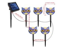 Decoración solar LED para suelo de Halloween, cabeza de gato morada, impermeable, un solo arrastre, caja de 5 pilas, tubo negro Chennnls